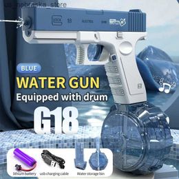 Sand Play Water Fun Glock Childrens Electric Gun Summer Outdoor Beach Festival Toy Gifts Fully Automatic Shooting Boy G18 Q240408