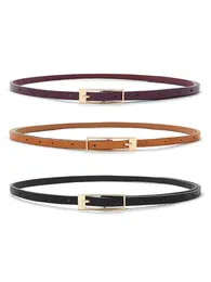 Belts 3pcs Women Student Youth Classic Leather Belt Solid Colour Simple Skinny With Metal Buckle For Jeans Pants