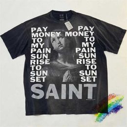 Men's T-Shirts Pay Money To My Paint Saint T Shirt Men Women 1 1 High Quty Washed T-shirt Tops T T240508