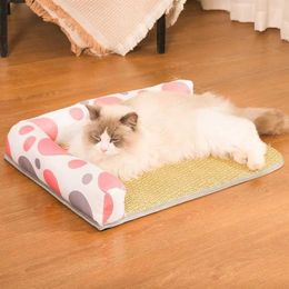Cat Beds Furniture Dog Bed Cooling Mat Summer Cat Bed Lightweight Breathable Pet Rattan Mat Cat Nest Mat Ice Nest Dog Bed Cat Cool Nest Waterproof d240508