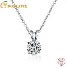 Chains BONLAVIE Round Zircon Pendant S925 Silver Platinum O-shaped Necklace Cross Chain Women's Wedding Gift Jewellery Accessories