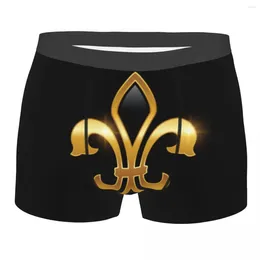 Underpants Men's Underwear Gold Mardi Gras Fleur De Lis Men Boxer Shorts Elastic Male Panties