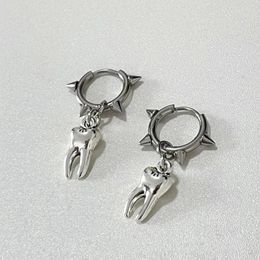Dangle Earrings Gothic Jewellery Tooth Stud Grunge Rock Accessory Awl Chain Charms Hoop For Women Punk Korean Fashion
