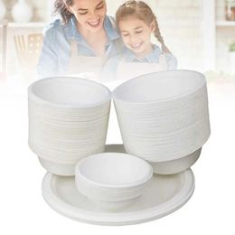 Disposable Dinnerware 50 disposable biodegradable lunch bowls for ice cream and chili soup with Lid refrigerant storage box kitchen container Q240507