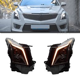 Headlight For Cadillac ATS 2014-20 17 LED Streamer Steering Day Running Turning Signal Head Lamps Assembly
