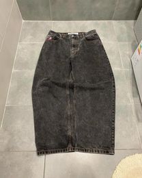 Harajuku retrò ad alta vita y2k jeans larghi per uomini donne modelli di ricamo semplice dritta pantaloni di moda casual streetwear 240429