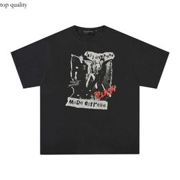 MADE EXTREME Trendy Street Print Rock Band Washed Old Summer 2024 Men's Short Sleeved T-Shirt China Brand 675