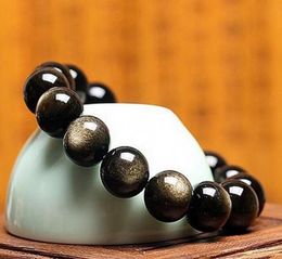 Natural jade obsidian bead bracelet Genuine crystal gold meteorite men and women evil spirits safe jade bracelet5548099