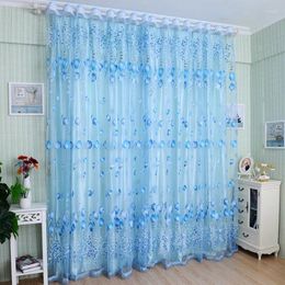 Curtain Window Curtains Sheer Voile Tulle For Bedroom Living Room Balcony Kitchen Printed Tulip Pattern Sun-Shading