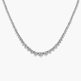 Different Size Pave Setting Synthetic Round Diamond Tennis Fine Jewelry 14K White Gold Lab Diamond Necklace Price