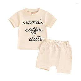 Clothing Sets Toddler Summer Clothes For Boys Girls Short Sleeve T-shirt Mamas Coffee Date Tops Shorts Baby Mothers Day Outfits