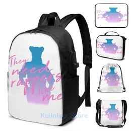 Backpack Funny Graphic Print They Need Rappers Like Me USB Charge Men School Bags Women Bag Travel Laptop