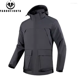 Men's Jackets 2024 Men Spring Solid Colour Sport Casual Detachable Hooded Jacket Autumn Outdoors Windproof Fashion Style Male Coat