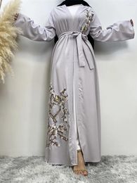 Ethnic Clothing Muslim Women Fashion Cardigan Long Sleeve Middle East Women's Dress Saudi Arabia Dubai Embroidery Show T