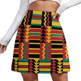 Skirts Kente Vintage Geometric Skirt Retro Rasta Colors Aesthetic Casual Ladies Mini Design Skort Clothes Gift