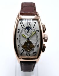 On Geneva luxury brand leather mechanical automatic mens watches drop tourbillon skeleton gold men wristwatch7254260