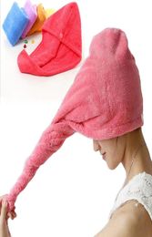 Microfiber Quick Dry Shower Hair Caps towel Magic Super Absorbent DryHairTowel Drying Turban Wrap Hat Spa Bathing Cap YW140WLL2636544