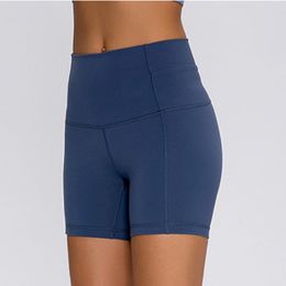 L-163 Women High Waist Yoga Shorts Outfits Naked Ladies Pockets Hip-tightening Running Fitness Trouser Butt Lifting Leggings 237C