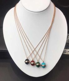 925 Sterling Silver Jewellery For Women Colourful Ball Pendants Rose Gold Necklace Luxcy Beads Necklace Party Jewelr3009605