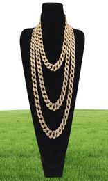 Hip Hop Bling Fashion Chains Jewellery Mens Gold Silver Miami Necklaces Cuban Link Chain Diamond Iced Out Chian298H7887371