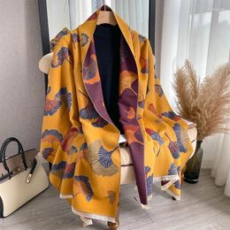 Scarves 2024 Design Thick Pashmina Poncho Women Scarf Luxury Floral Print Cashmere Winter Warm Blanket Bufanda Casual Stoles Echarpe