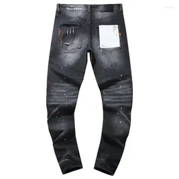 Women's Pants Fashion Purple ROCA Brand 2024 Jeans 2024ss High Street Paint Ripped Black Straight For Men And Women