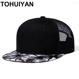 Ball Caps TOHUIYAN Coconut Tree Men Cap Summer Breathable Mesh Trucker Hat Unisex Streetwear Snapback Hats Brand Hip Hop Baseball