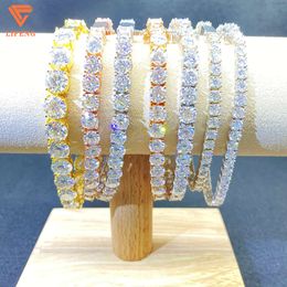 Hot Selling Iced Out 4mm /5mm/6mm/8mm Diamond Moissanite Tennis Chain Necklace Women Men Gold Plated Hip Hop Jewelry