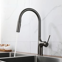 Kitchen faucet Brass single handle Pull out Brushed/ Chrome/Black Sink faucet Modern Tap with dual function cleaning