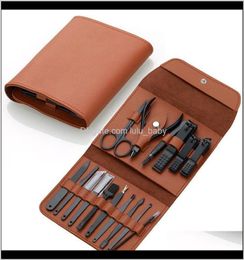 16Pcs Black Nail Scissors Manicure Kit Nail Clipper Set Pedicure Tweezer Knife Utility Stainless Steel Nail Care Tool Sets Utlki Z1085001