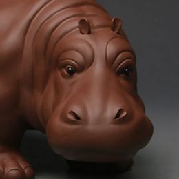 Sculptures Hippopotamus Figurines Clay Crafts Desk Tea Table Decoration Ornaments Accessories Household Decor Animal Home Decoration