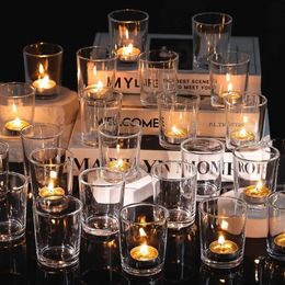 60Pcs Votive Candle Holders Clear Tea Lights Holder Childrens Birthday Candles and Accessories Party Supplies Jar Home 240506