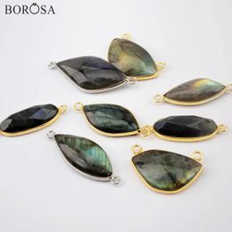 Pendant Necklaces BOROSA Unique Geometric Labradorite Connectors Beads For Jewellery Making High Quality Faceted Breads Bracelets Necklace