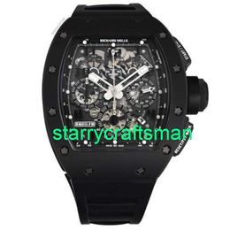 RM Luxury Watches Mechanical Watch Mills Rm011 Black Phantom Pvd Ceramic Carbon Rubber Watch stPX