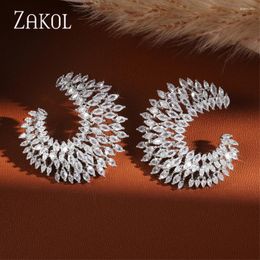 Stud Earrings Luxury Clear Marquise Zircon Crescent Moon Shape For Women Exquisite Shiny Crystal CZ Wedding Banquet Party Jewellery