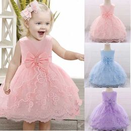 Christening dresses Christmas Pink Lace Baptist Baby Dress Party Wedding Evening 1st Birthday Childrens Ball Princess Clothing 18 and 24 Months Q240507