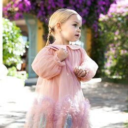 Girl's Dresses Dave Bella Princess Dress for Girls Children Baby 2024 New Spring Noble Charm Sweet Classy Lovely Mesh Fashion Party DB1248276L2405