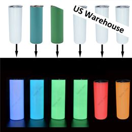 US stock 20oz Sublimation Tumbler Glow in Dark Skinny Tumblers Easter Day in Bulk Creative Mugs Wholesale Double-Wall Stainless Steel M 251e