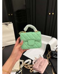 Summer top handle handbag Mini Square Flap Shoulder Bag Gold-tone Metal Chain Crossbody Women cc lipstick Fashion Outdoor Sacoche Clutch purses 12CM