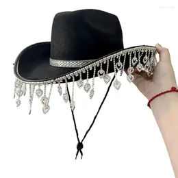 Berets Woman Heart Decors Cowgirl Hat Wide Brim Fedoras For Poshoots Wholesale