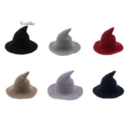 Stock Halloween Diversified Along The Sheep Wool Cap Knitting Fisherman Hat Female Fashion Witch Pointed Basin Bucket 0508