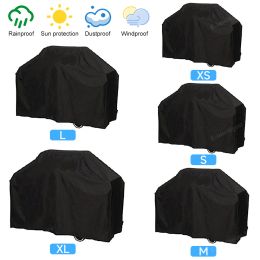 Grills Black Waterproof BBQ Cover Outdoor BBQ Accessories Grill Cover Anti Dust Rain Gas Charcoal Electric Barbeque Protective Cover
