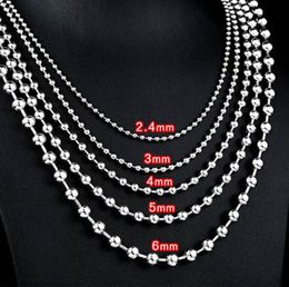 3mm4mm5mm6mm Stainless Steel Necklace Ball Chain Link for Men Women 45cm70cm Length with Velvet Bag9894982