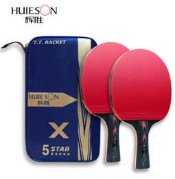 56 Star 2Pcs Table Tennis Racket with 3Pcs Balls Long Handle Short Handle Carbon Blade Rubber Ping Pong Rackets in case4128051