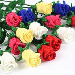 Decorative Flowers Weave Crochet Flower Gifts Homemade Knitted Bouquet For Wedding Party Home Decoration Holiday Artificial