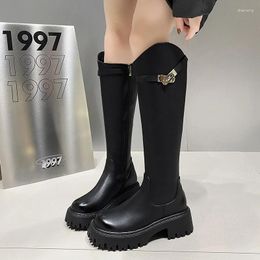 Boots Ladies Knee Length 2024 Warm Back Zipper Autumn Winter For Women Outdoors Wear Resistant