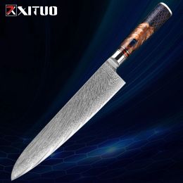 9 Inch Damascus Chef Knife Pro sharp Kitchen Knife Japanese VG10 Steel Cooking Knife Full-Tang Japanese Style Chef Knife