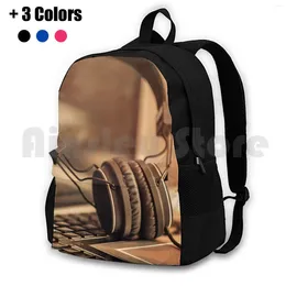 Backpack Headphones On A Laptop Outdoor Hiking Waterproof Camping Travel Music Cute Dj Funny Cool Hip Hop Dance