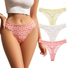 Women's Panties Soft Lace Lovely Fruit Print Sexy String Thong Honeymoon Transparent Polyamide