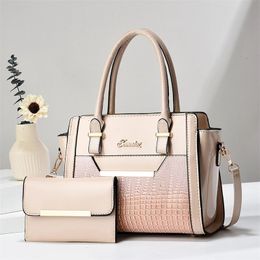 Pink sugao women tote bag shoulder crossbody bags handbags luxury fashion designer pu leather handbags high quality large capacity shopping bag purse 2pcs/set HBP